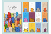 Funny cats. Design calendar 2019