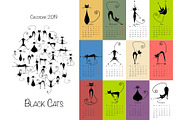 Black cats. Design calendar 2019
