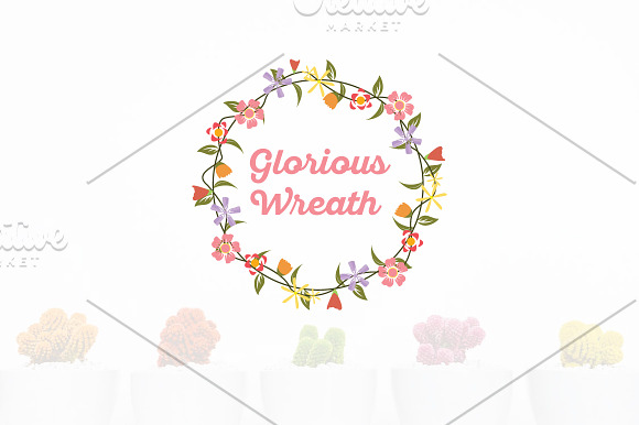 6 Floral Flower Wreath Frame Flat in Illustrations - product preview 2