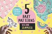 Set of 5 "Baby style" patterns. 