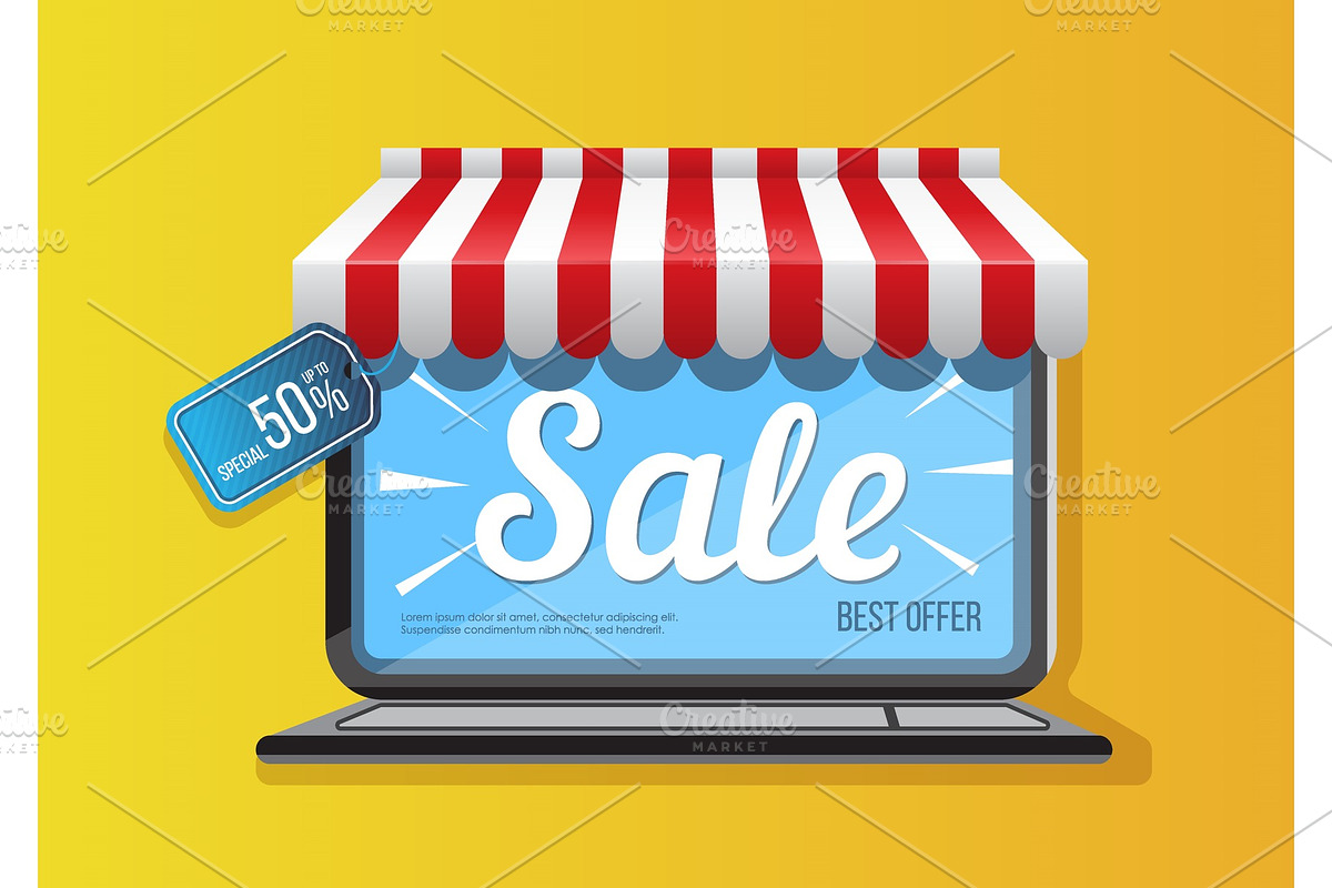Laptop icon with sale promotion in Illustrations - product preview 8