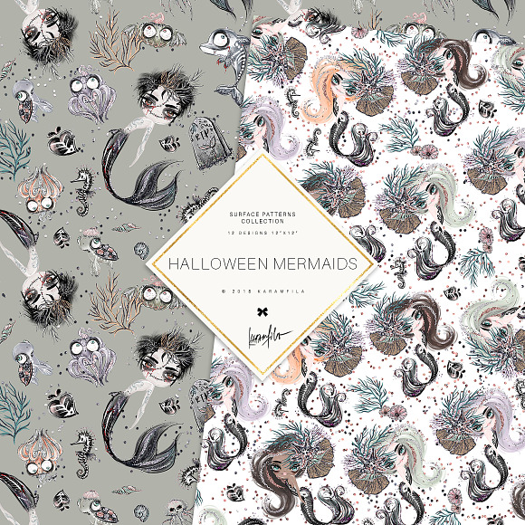 Halloween Mermaid Patterns in Patterns - product preview 6