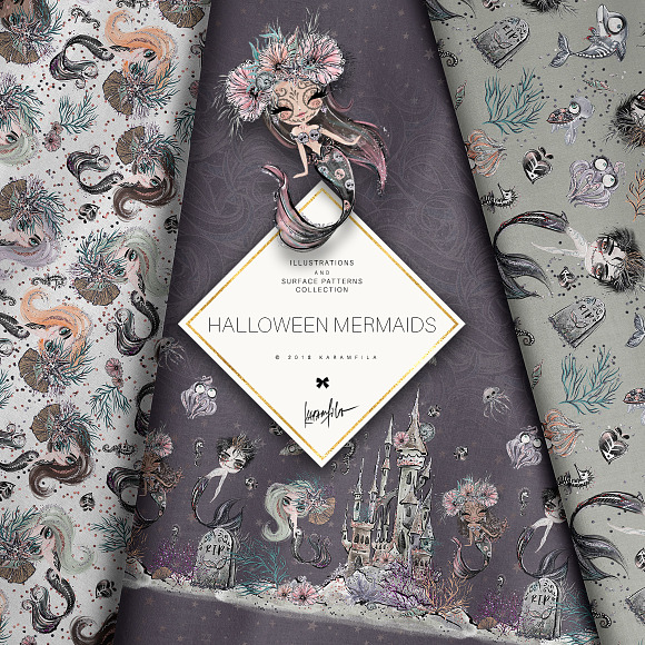 Halloween Mermaid Patterns in Patterns - product preview 7