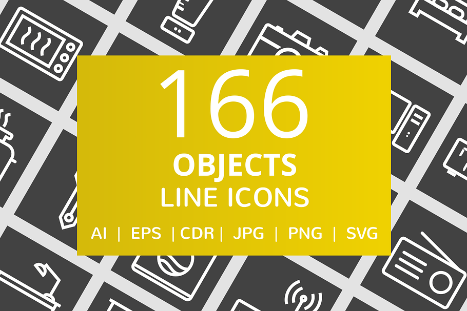 166 Objects Line Inverted Icons