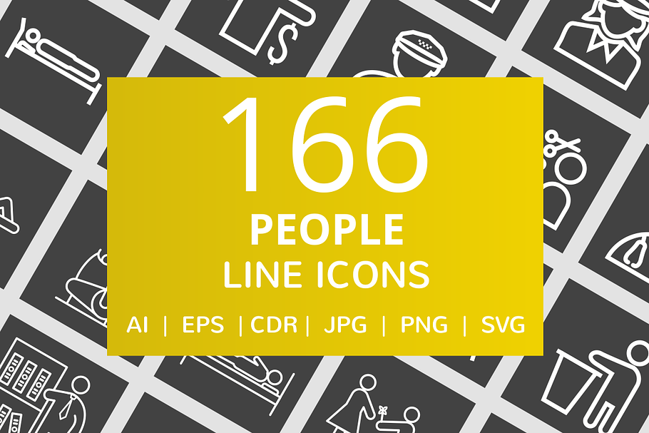 166 People Line Inverted Icons