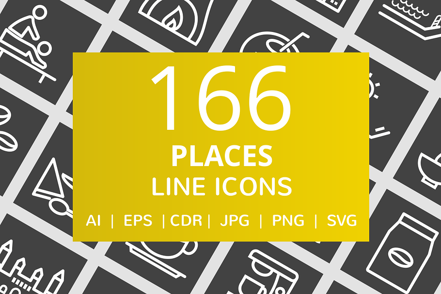 166 Places Line Inverted Icons in Graphics - product preview 8