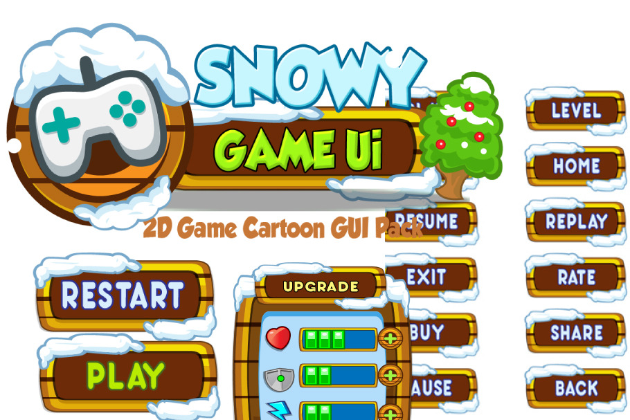 Snowy Cartoon Game Ui Set 04