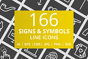 166 Signs & Symbols Line Icons