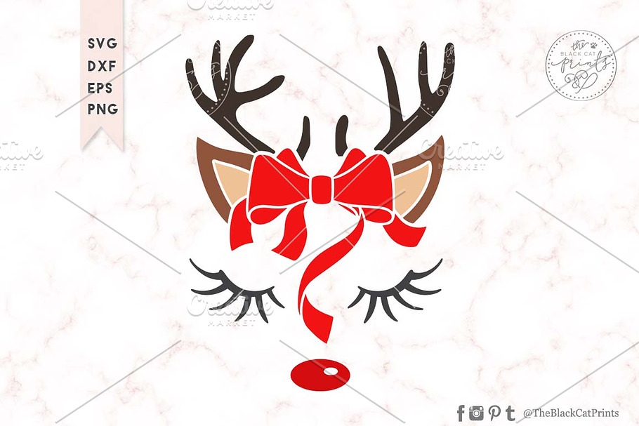 Cute Reindeer face SVG DXF EPS PNG