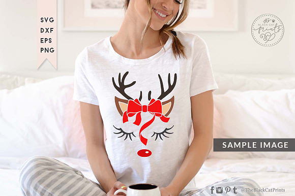Cute Reindeer face SVG DXF EPS PNG in Illustrations - product preview 2
