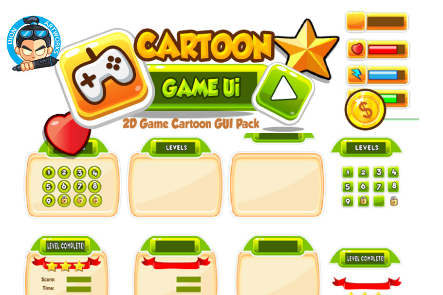 Cartoon Game Ui Set  06