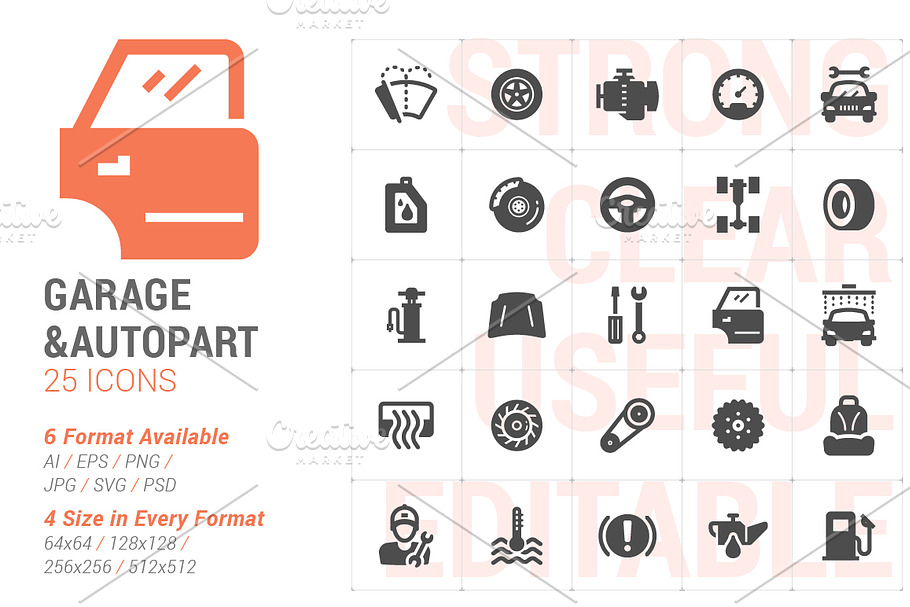 Garage & Auto Part Filled Icon in Graphics - product preview 8
