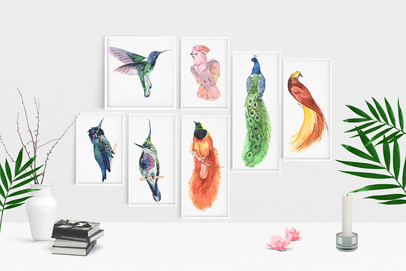 Large watercolor tropical set in Objects - product preview 7