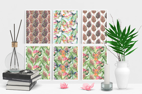 Large watercolor tropical set in Objects - product preview 10