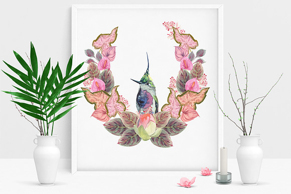 Large watercolor tropical set in Objects - product preview 12