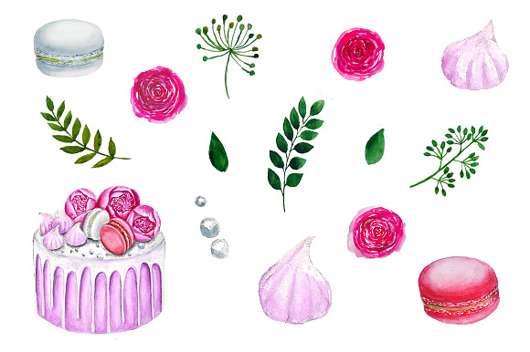 Cakes Clipart, Watercolor Clipart in Illustrations - product preview 1