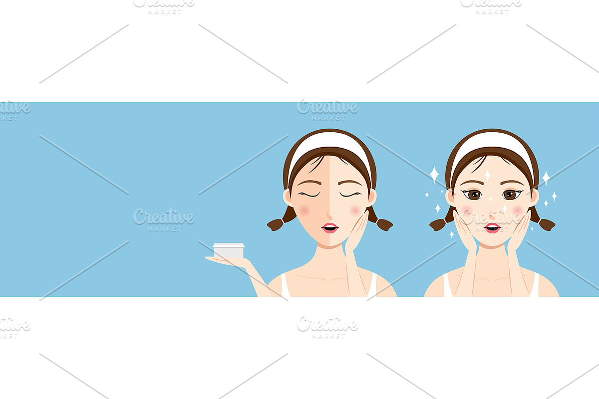 Young woman with clean fresh skin in Illustrations - product preview 8