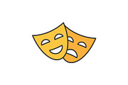 Comedy and tragedy masks color icon