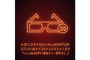 3D glasses neon light  icon