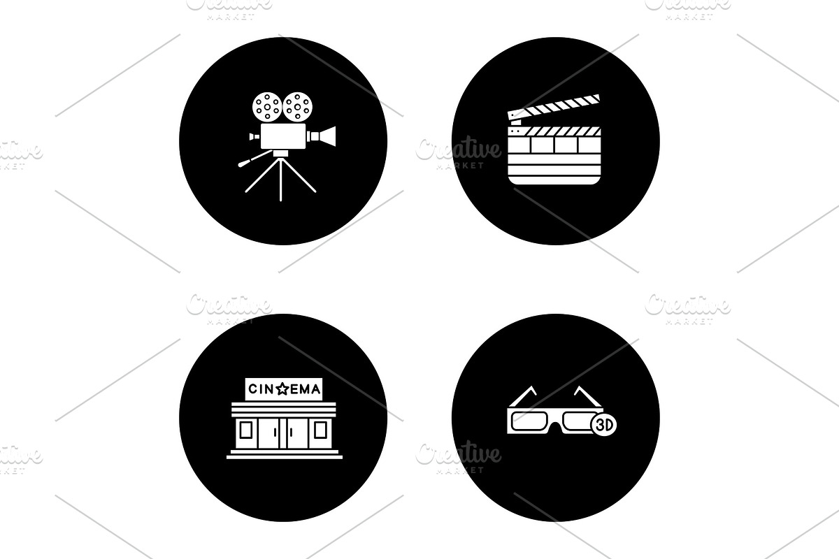 Cinema glyph icons set in Graphics - product preview 8