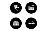 Cinema glyph icons set