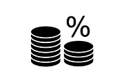 Coin stack with percent glyph icon