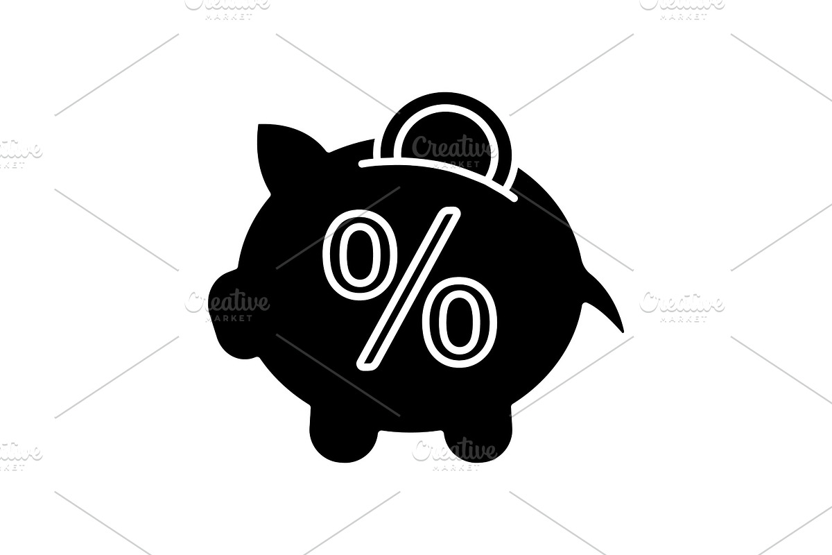 Penny piggy bank with percent icon in Graphics - product preview 8