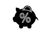 Penny piggy bank with percent icon