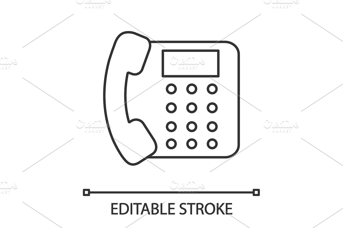 Landline phone linear icon in Graphics - product preview 8