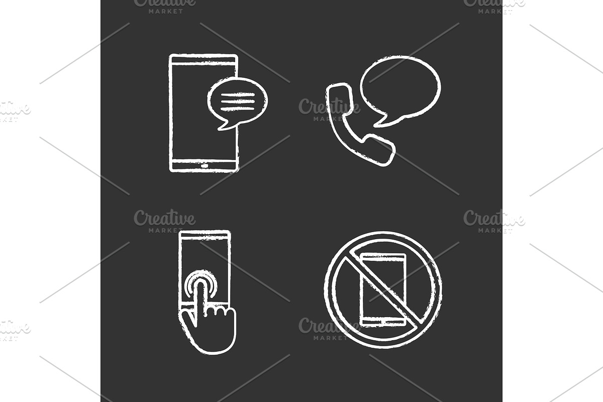Phone communication chalk icons set in Graphics - product preview 8