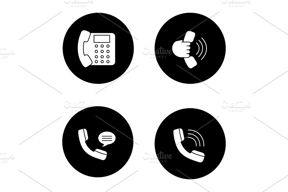Phone communication glyph icons set in Graphics - product preview 8