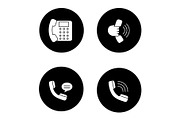Phone communication glyph icons set