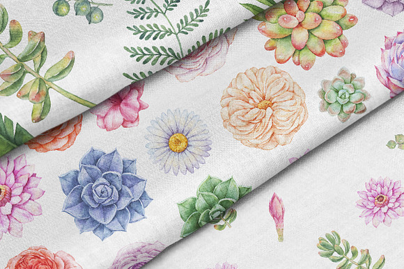 Watercolor Floral Seamless Patterns in Patterns - product preview 5