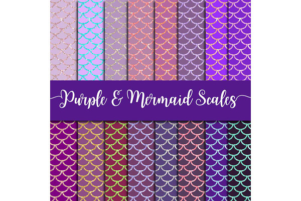 Purple & Mermaid Scales Paper Pack