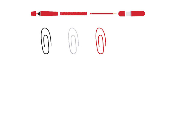 Red & Silver Glitter Office Supplies in Illustrations - product preview 2