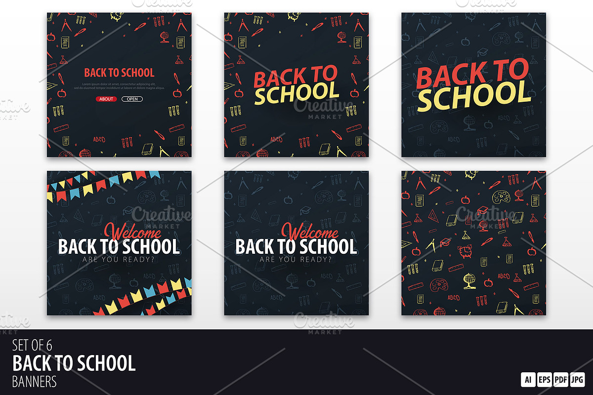 Back to School Social banners in Social Media Templates - product preview 8