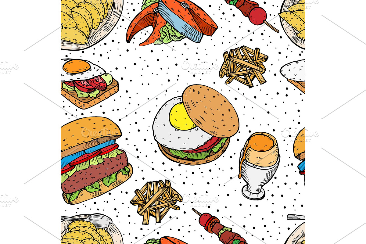 Hand drawn monochrome Fast food in Illustrations - product preview 8