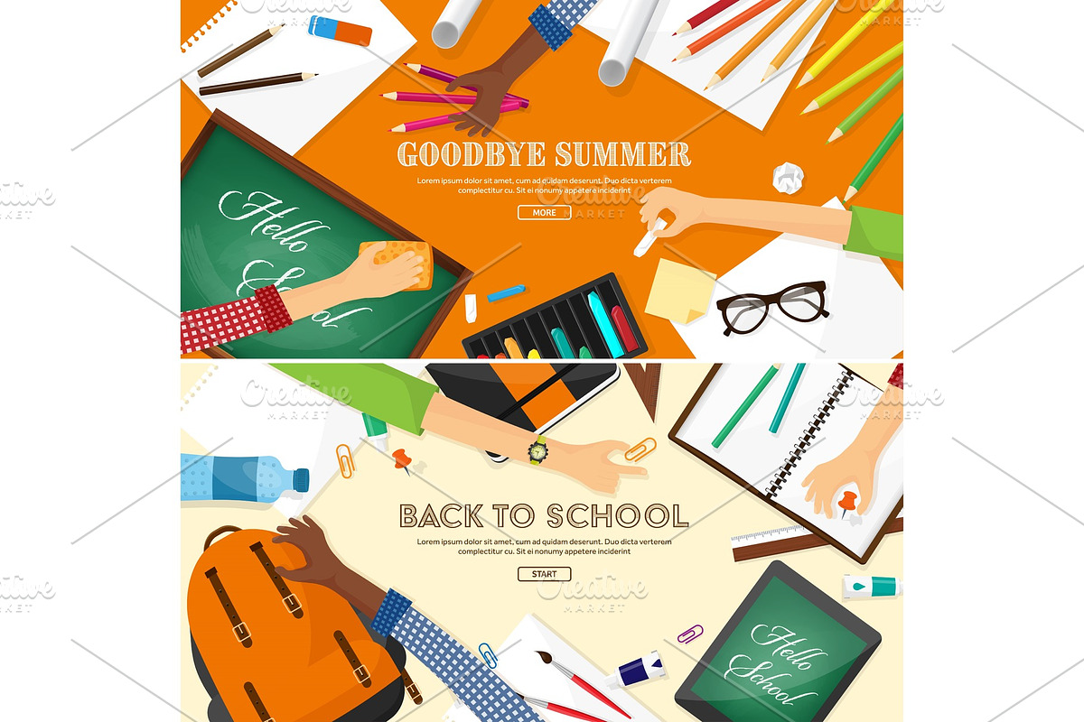 Back to school flat background in Objects - product preview 8