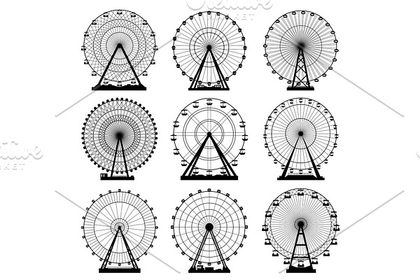 Vector illustrations set. Ferris