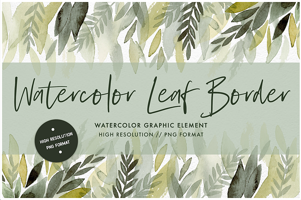 Watercolor Leaf Border