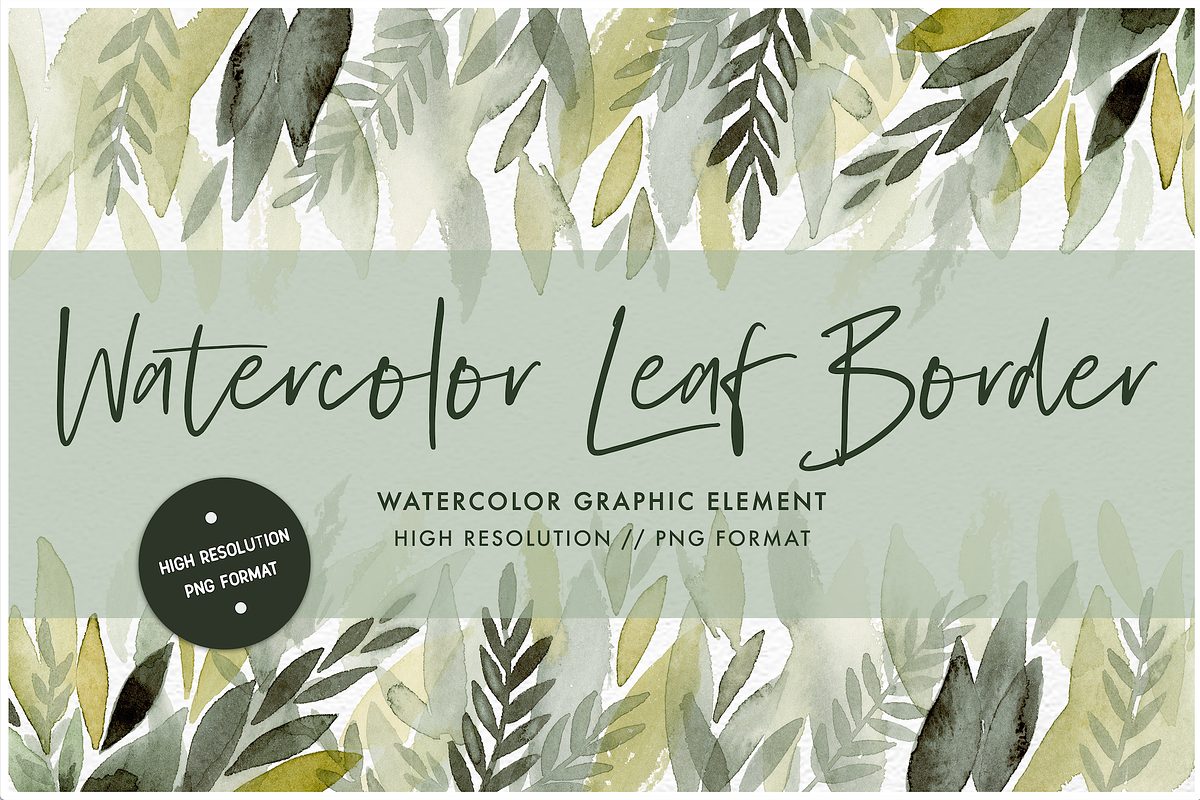 Watercolor Leaf Border in Illustrations - product preview 8