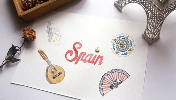 Spain Watercolor Clipart in Illustrations - product preview 2