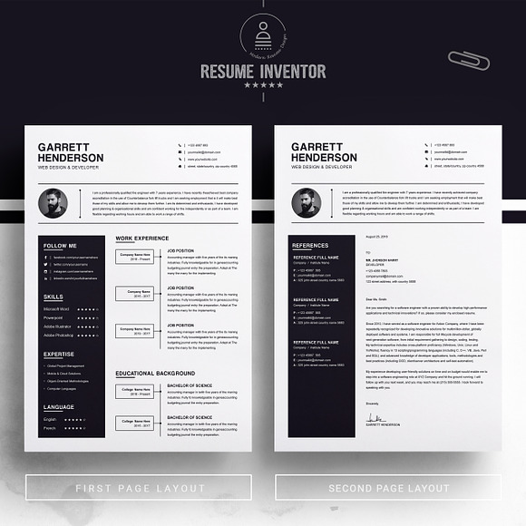 One Page Resume + Cover Letter | CV in Letter Templates - product preview 1
