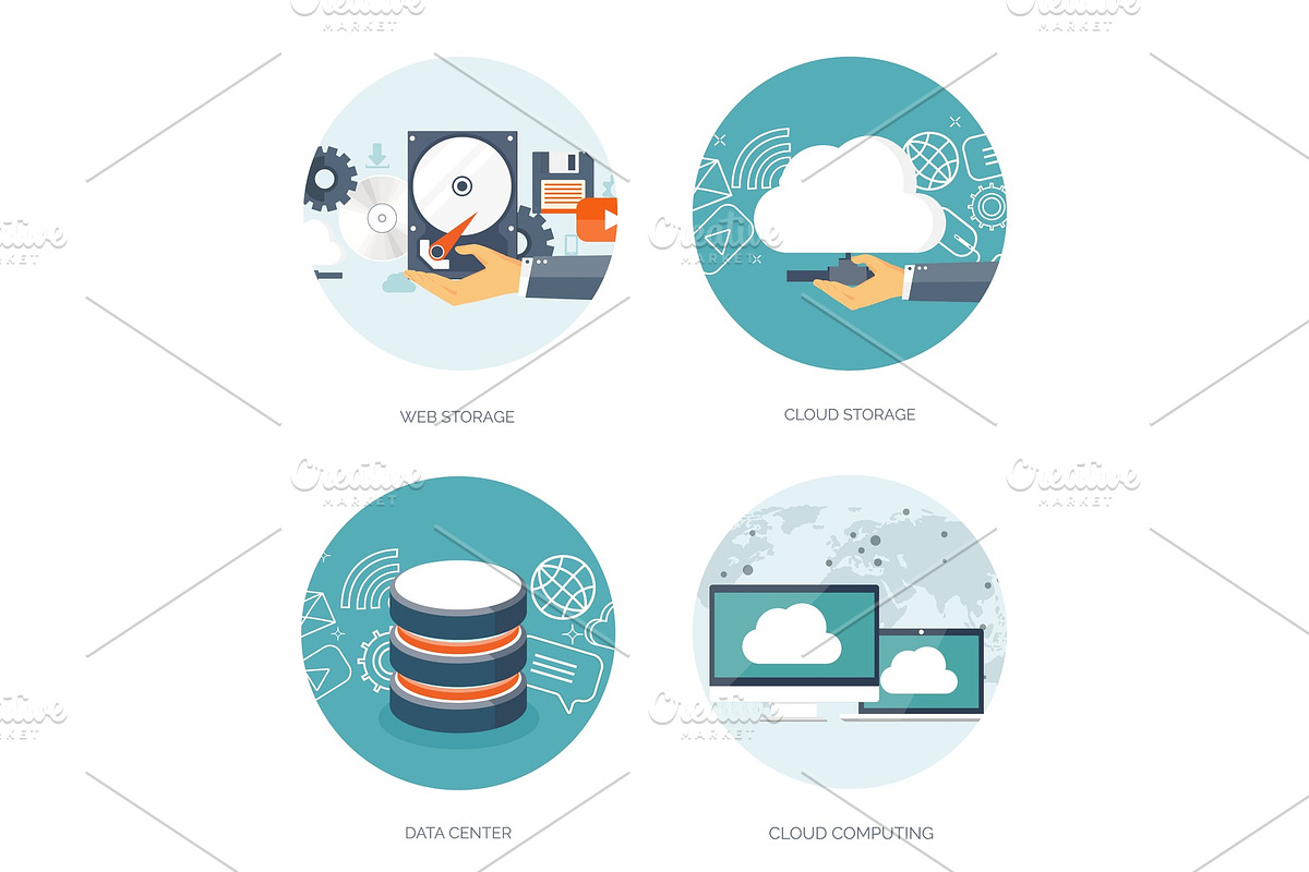 Vector illustration. Flat cloud in Illustrations - product preview 8