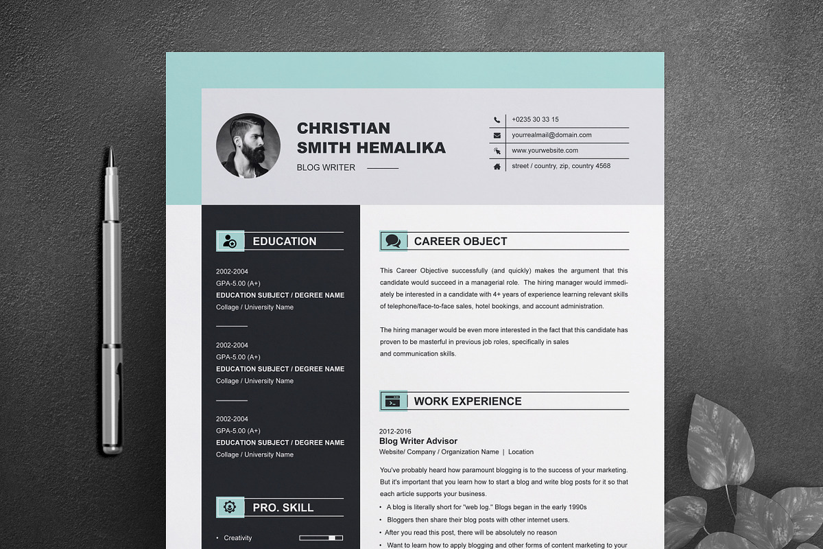 Professional Resume Template | CV in Resume Templates - product preview 8