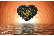 black heart made of spheres with