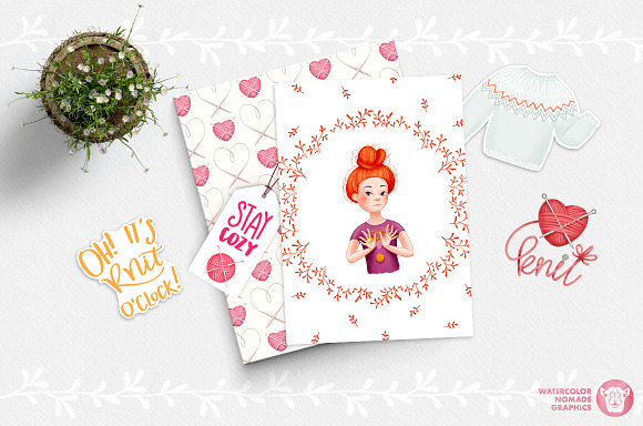 The Knitter - Cheerful Clipart Set in Illustrations - product preview 1