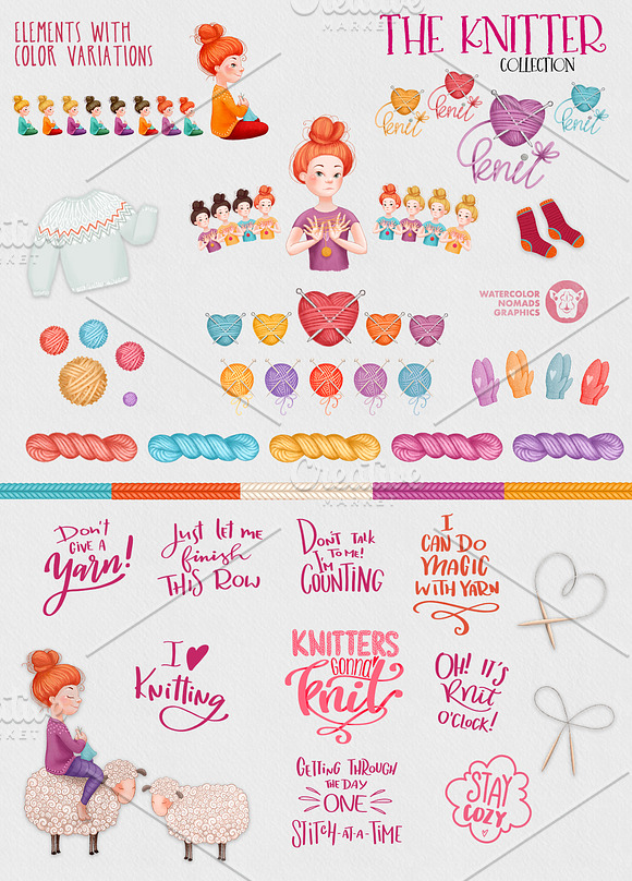 The Knitter - Cheerful Clipart Set in Illustrations - product preview 4