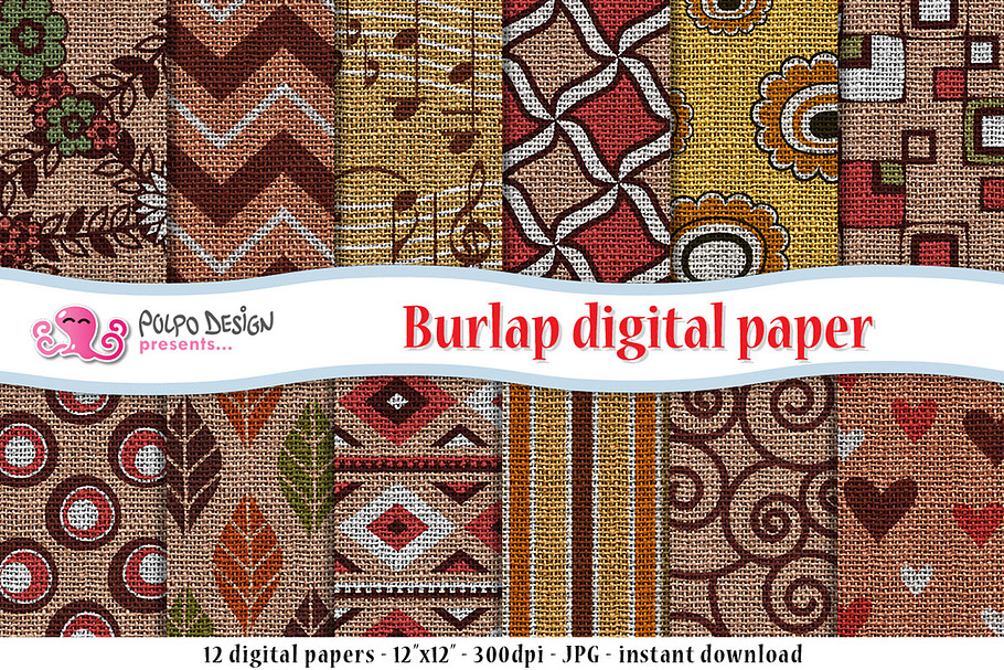 Patterned Burlap Digital Papers