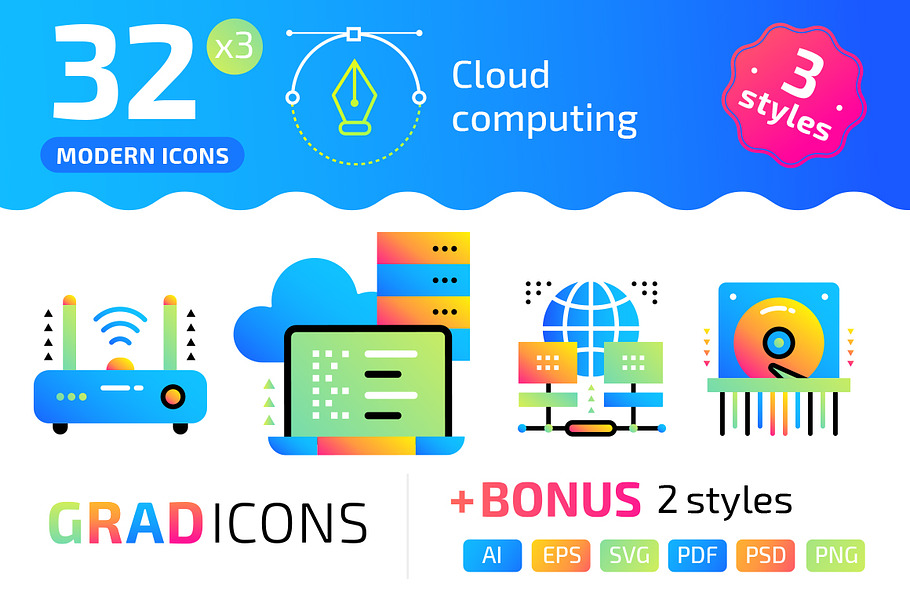32+ Cloud computing : : GRADICONS